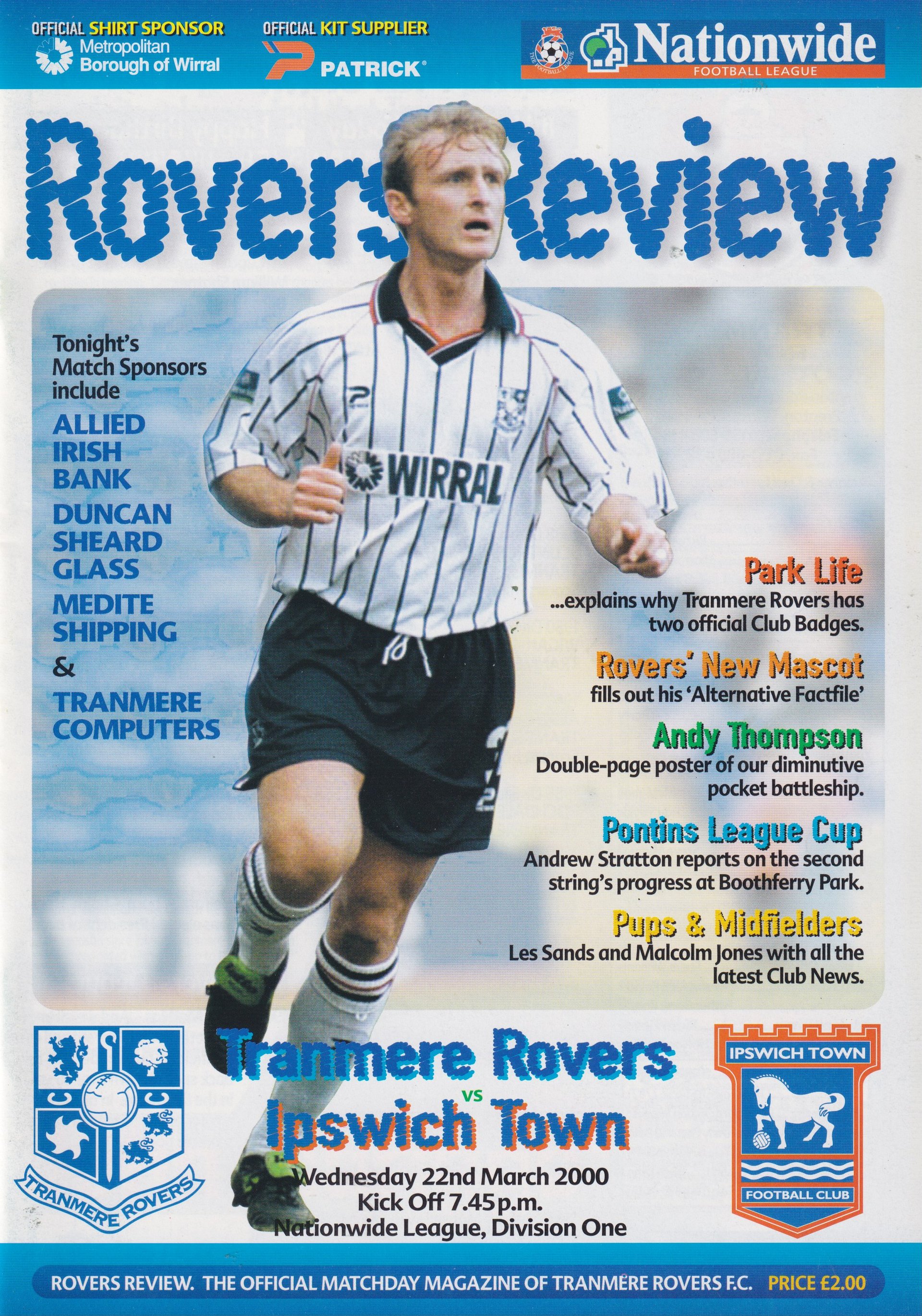 Tranmere Rovers v Ipswich Town match programme